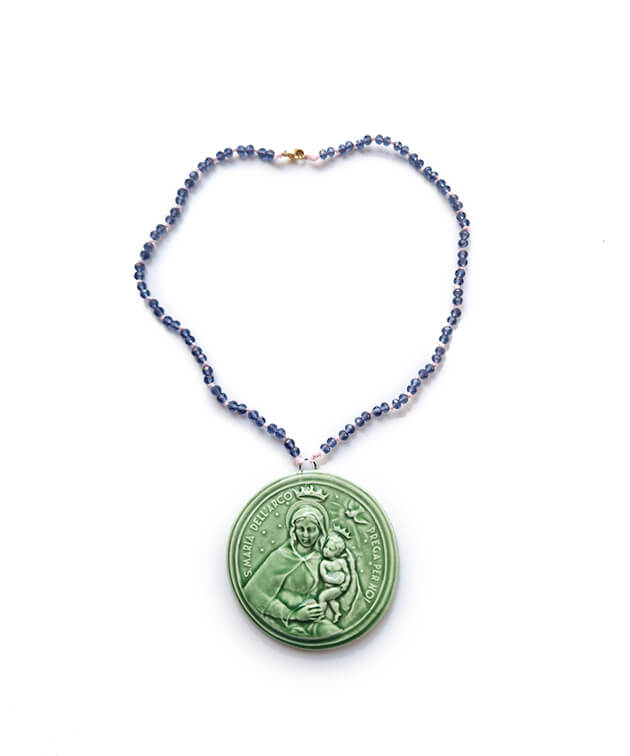 Collana con ciondolo ceramica "Madonna dell'Arco"