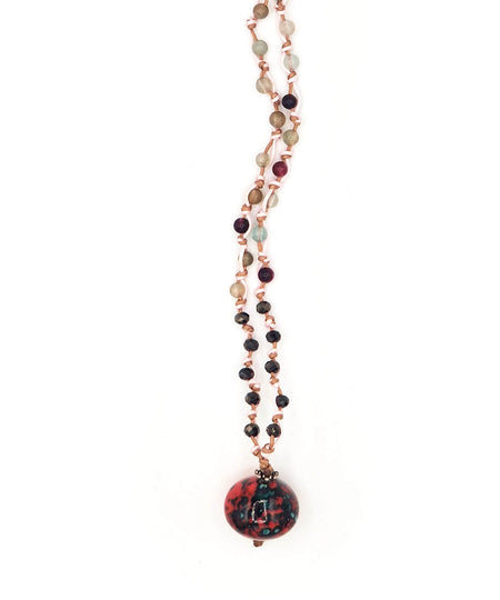 Collana "PENDO" con pietre dure e ceramica