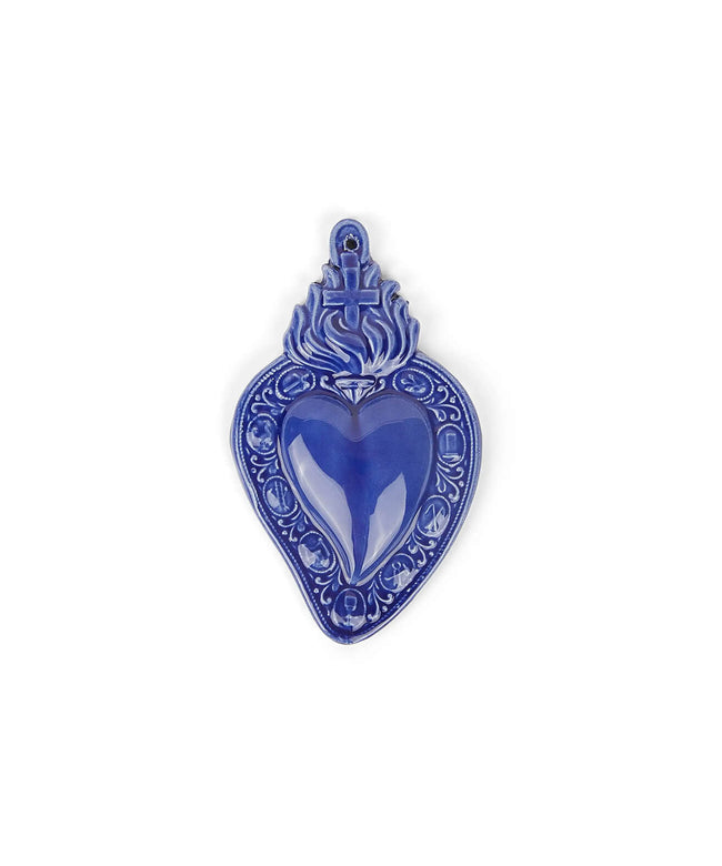 Cuore Ex Voto in ceramica smaltata