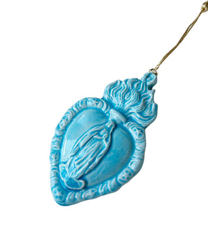 Cuore Ex Voto con Madonnina in ceramica smaltata