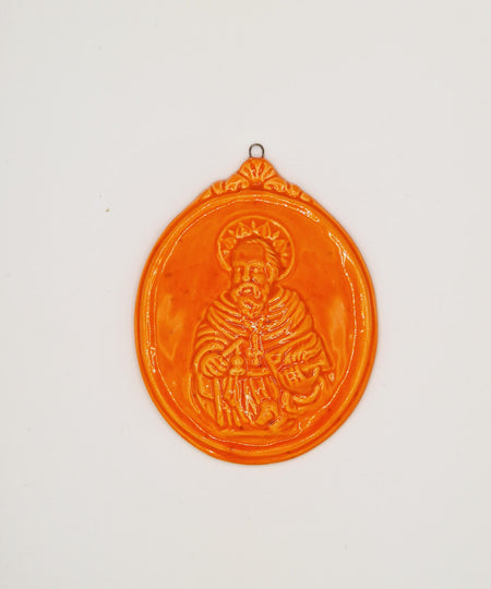 "Sant'Antonio da Padova" glazed ceramic medallion