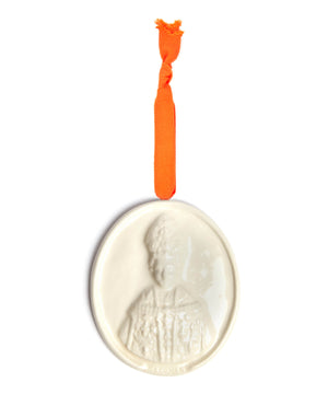 "Sant'Antonio da Padova" glazed ceramic medallion